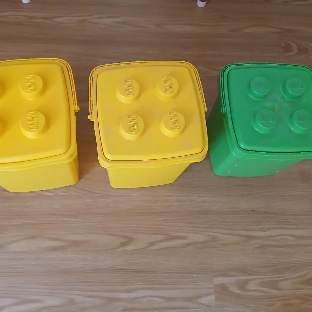Vintage Retro 1987 Lego Storage Container Bucket Bin With Lid and Handle empty